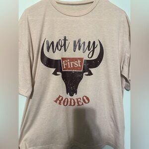 Beige Graphic Tee with Bull Design